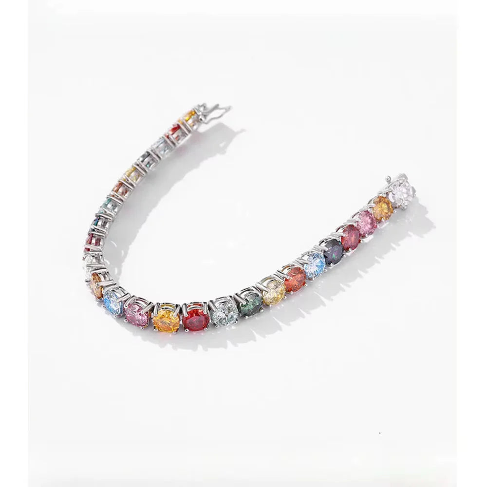 Multicolored gemstone bracelet on a white background