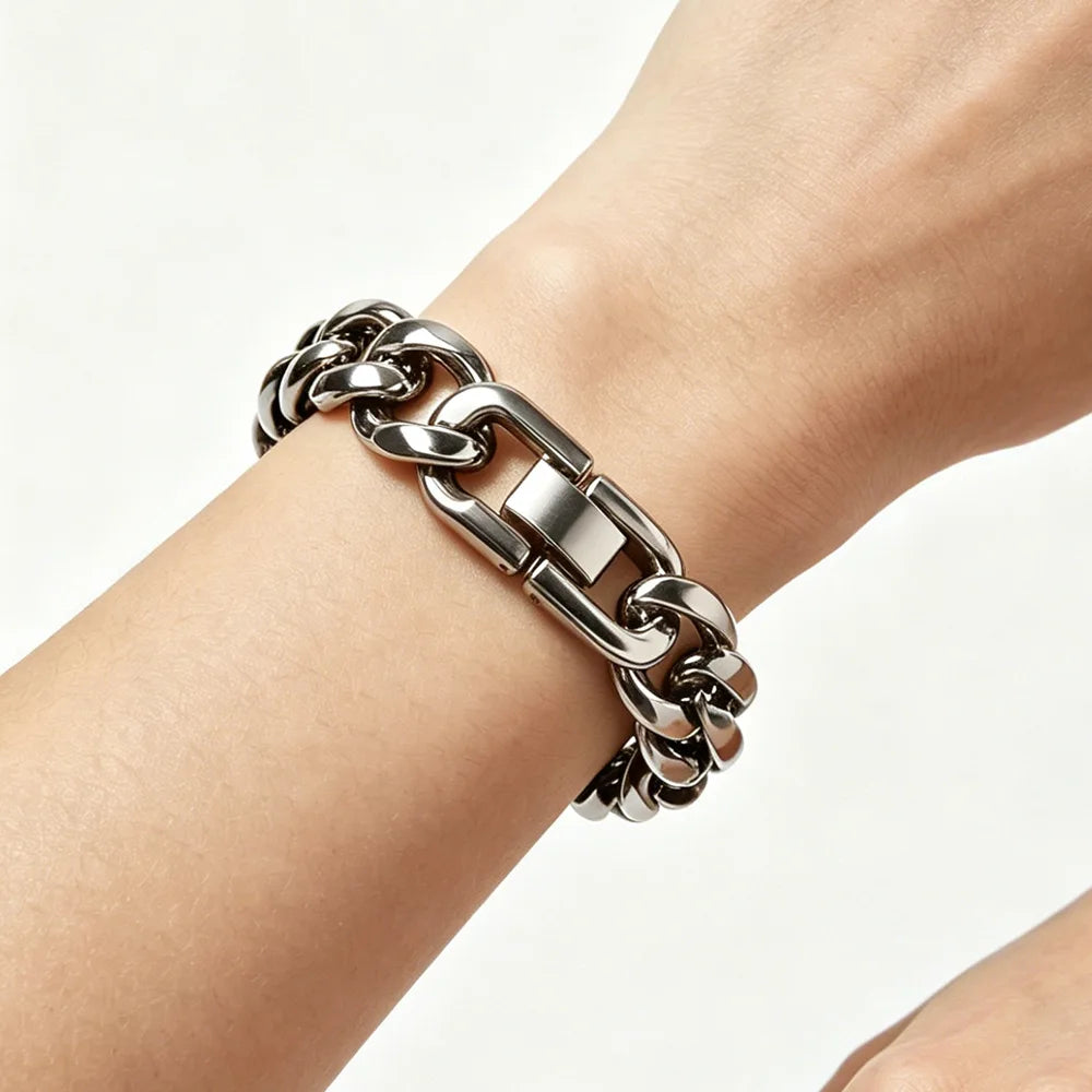 Vexaroa Polished Stainless Steel Cuban Link Bracelet — Vexaroa product image 6