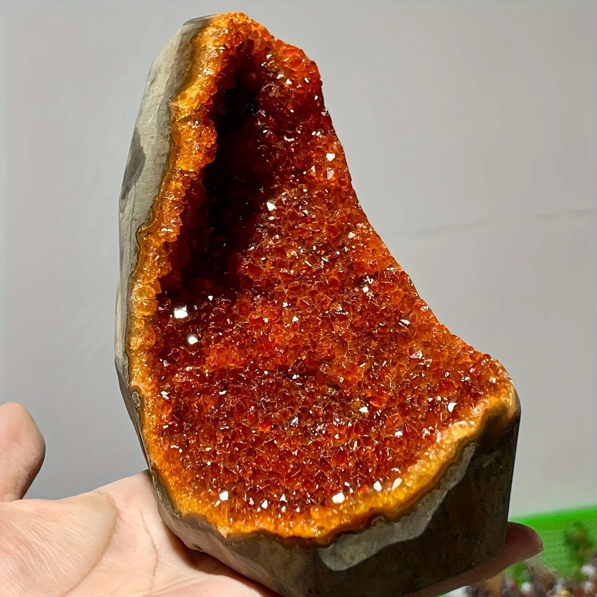1 Stunning Orange Quartz Crystal Cluster - Unique Mineral Rock Gift Idea - Handmade Decoration for Home and Office
