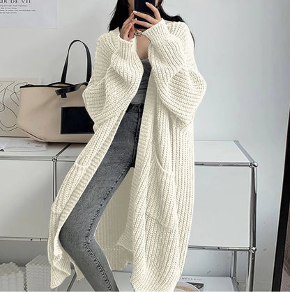 2026 Autumn Winter New Style Knitted Cardigan Women Casual Loose Fit Long Sleeve Chunky Sweater Coat Elegant Outwear for Daily W