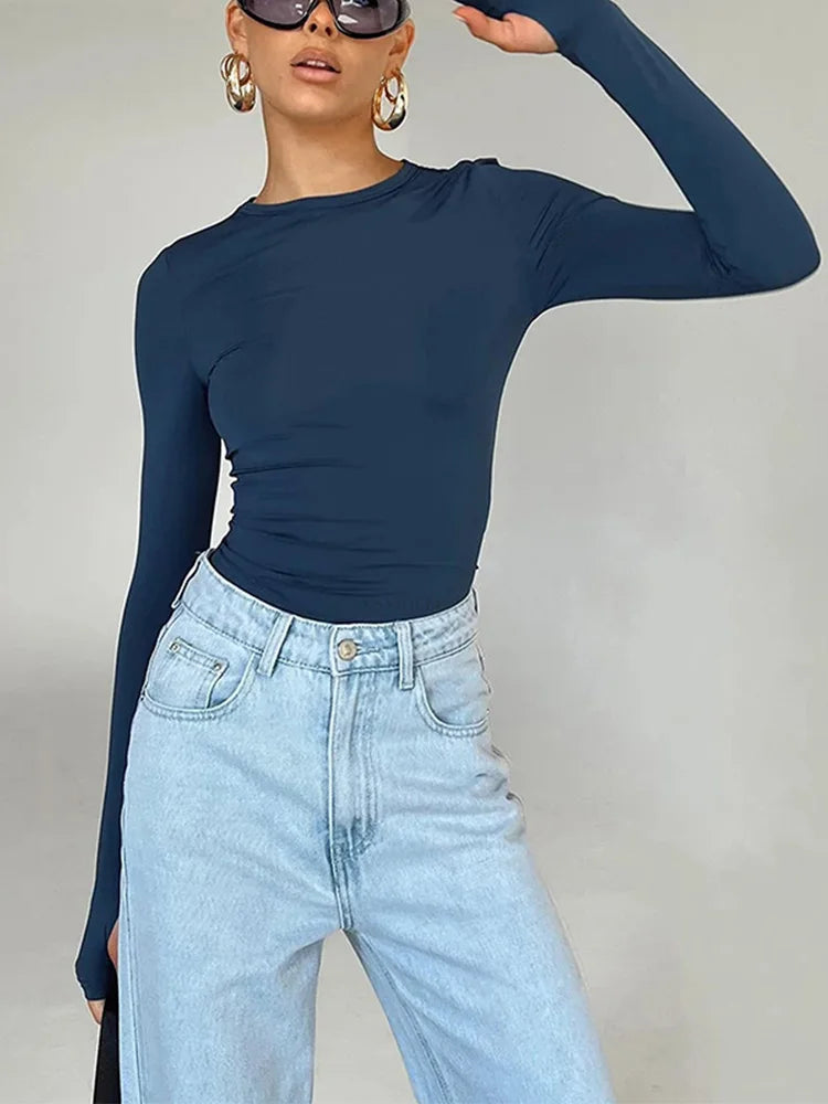 Vexaroa Womens Slim Long Sleeve Crop Top product photo, view 6