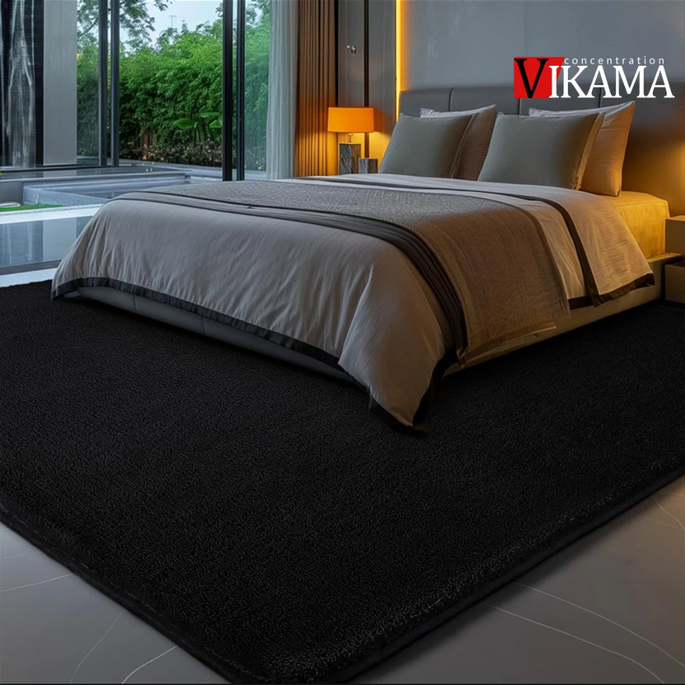 VIKAMA black Area Plush for Bedroom, Living Room Fluffy Rug, Large Area Rug Shag Shaggy Carpet Soft Plush Furry Bedside Rug