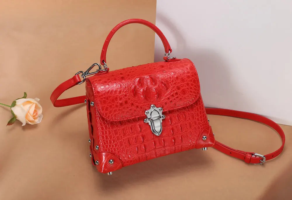 Skull Crocodile Leather Women's Crossbody Handbag | Vexaro