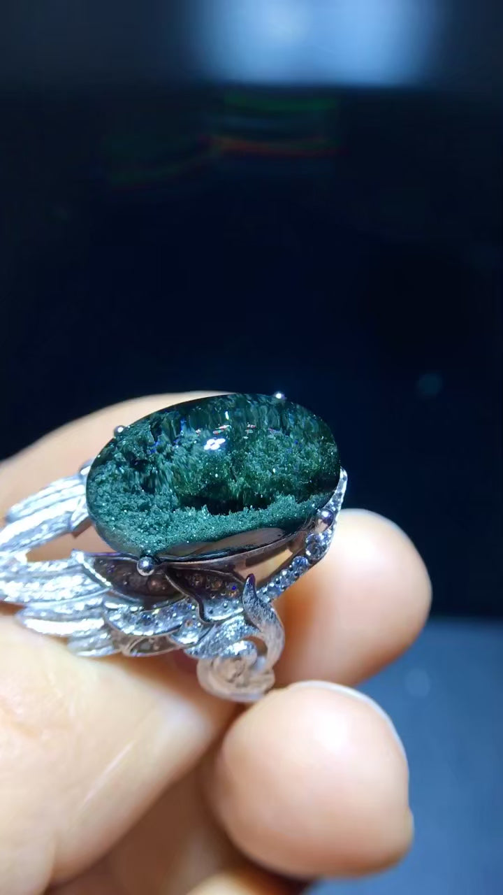 Green Phantom Quartz Ring 17mm | Vexaroa