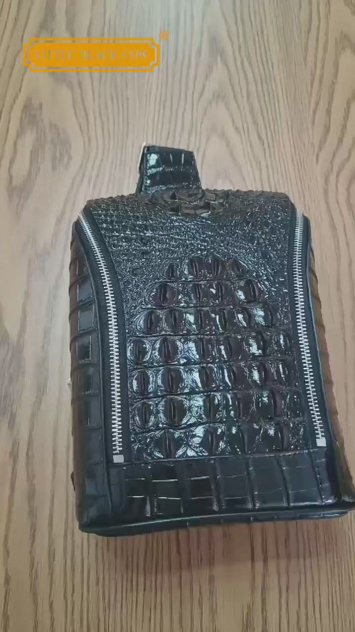 Handmade Crocodile Skin Men's Crossbody Chest Bag | Vexaroa